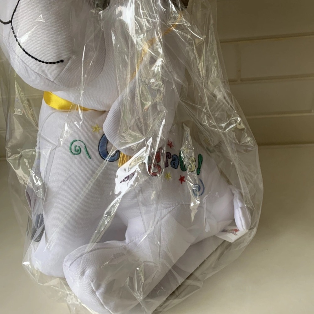 Large 15" Graduation Autograph  Stuffed Dog  with Pen Graduation Party Gift New